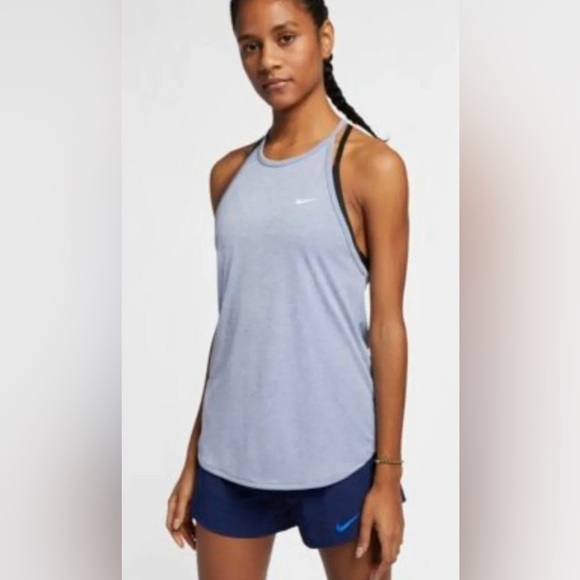 Women's Nike Dri-FIT Striped Training Tank Top Size XL AO9788-438 Blue - Picture 2 of 7